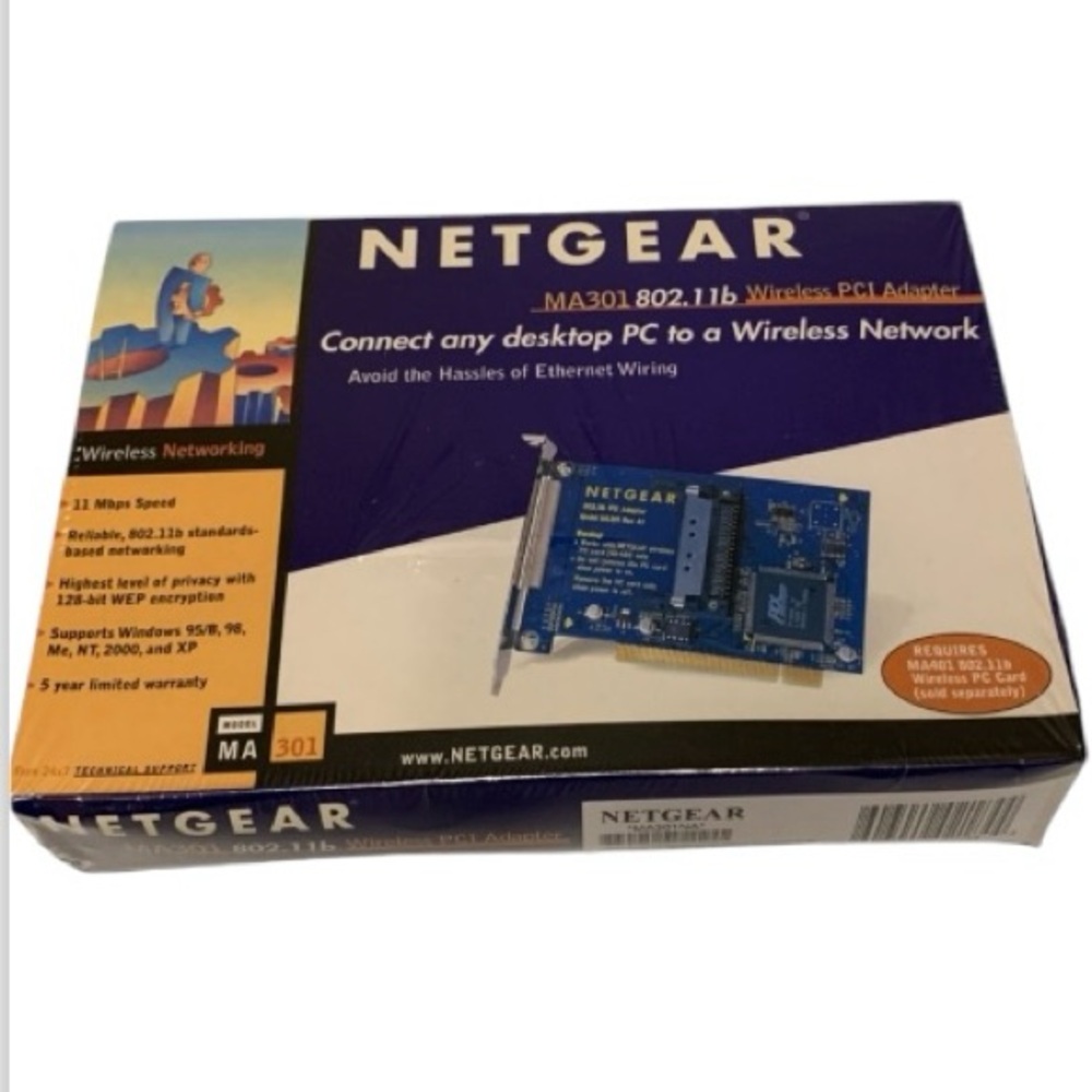 🔴 ⏬️⏬️ NETGEAR 802.11b Wireless PCI Network Adapter MA301 NIB HOST PICK